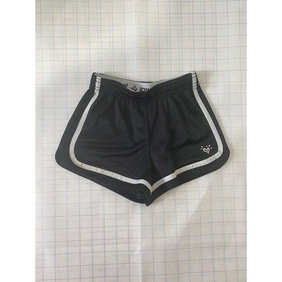 Justice Girl's Athletic Shorts Black and White Mesh Elastic Waist Size 6 - Picture 2 of 7